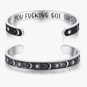 Inspirational Silver Cuff Bracelet